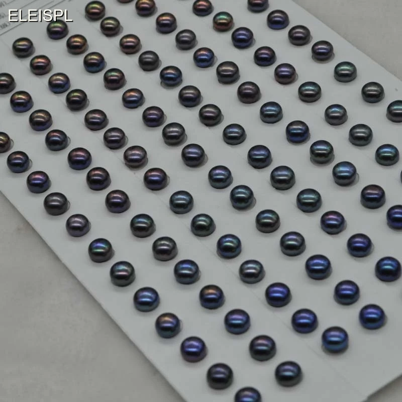 

AAA lots near half round button half hole mix black pearl 7mm