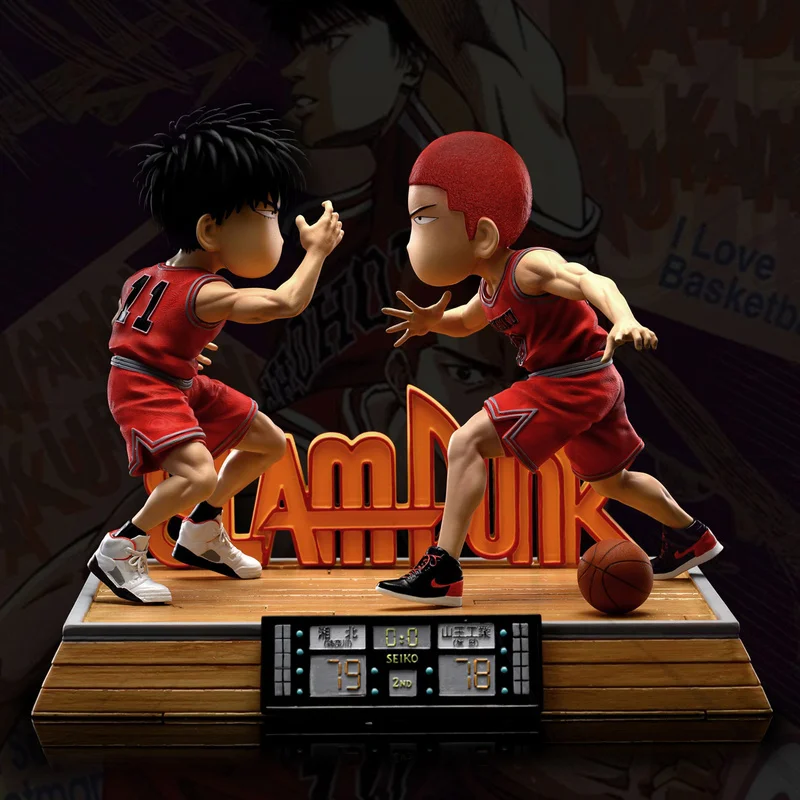 

Slam Dunk Rukawa Kaede Sakuragi Hanamichi Action Figure Toys Movie GK Statue Q Versions Anime Figurine Collection Model Boy Gift