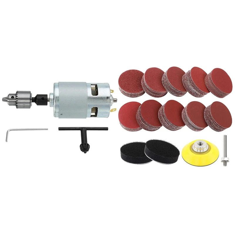 

1Set Dc 12-24V 775 Motor Electric Drill With Drill Chuck Dc Motor & 180Pcs Sanding Discs Pad Kit For Drill Sander