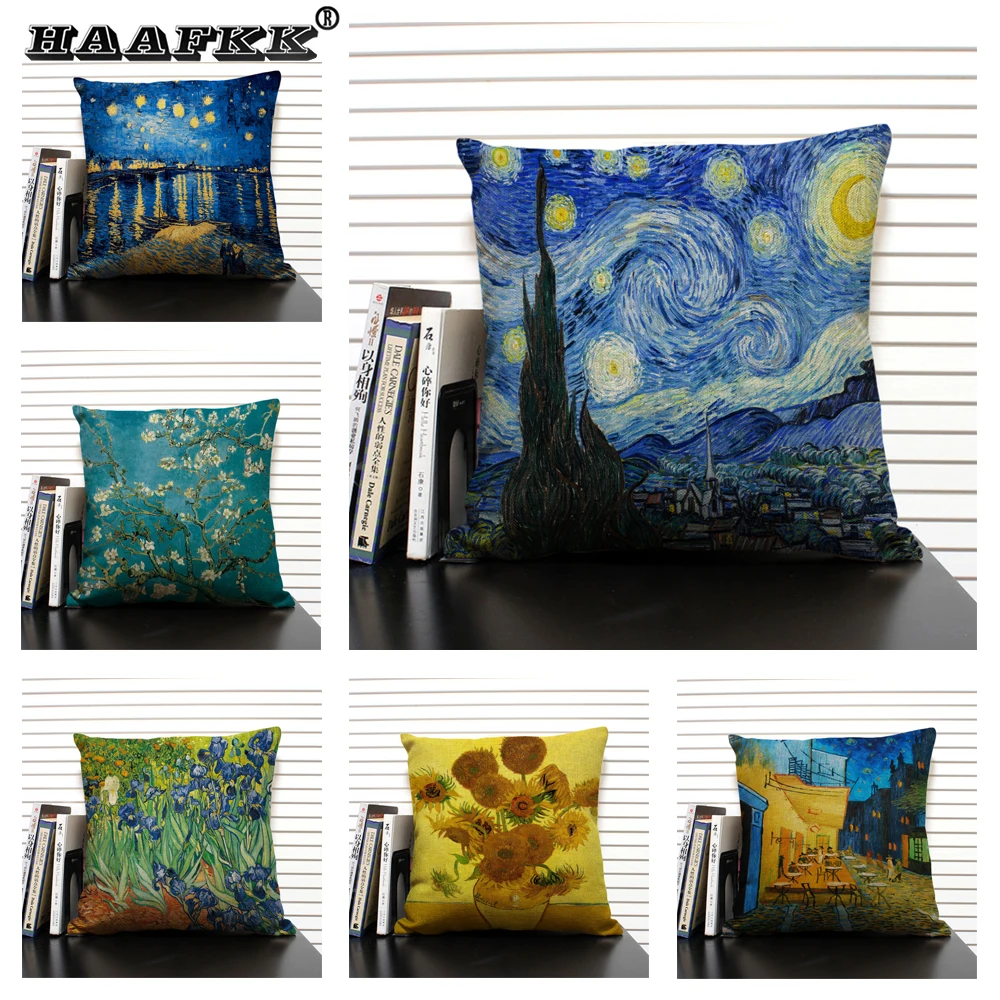 Чехол для диванной подушки с изображением Ван Гога 45x45 см