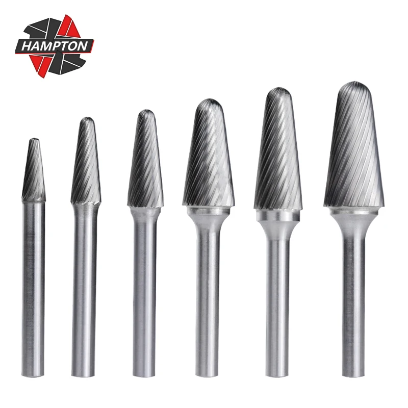 

HAMPTON Single Cut Rotary Files for Metal 6mm Shank L Type Tungsten Carbide Burr Bit Woodworking Carving Tool Rotary Burrs
