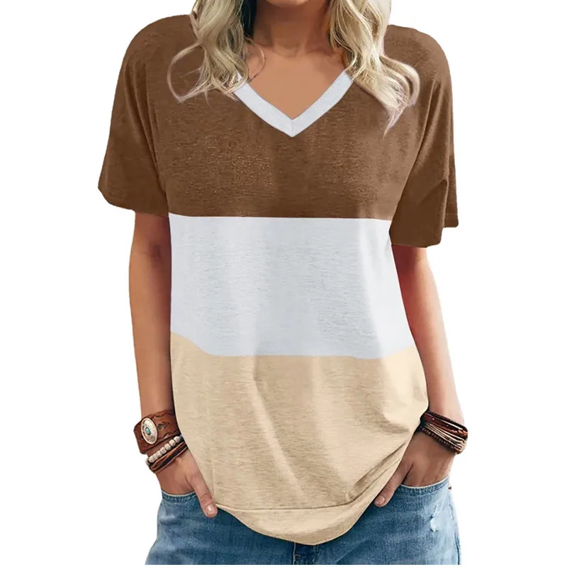 

Женская летняя футболка с V-образным вырезом и коротким рукавом