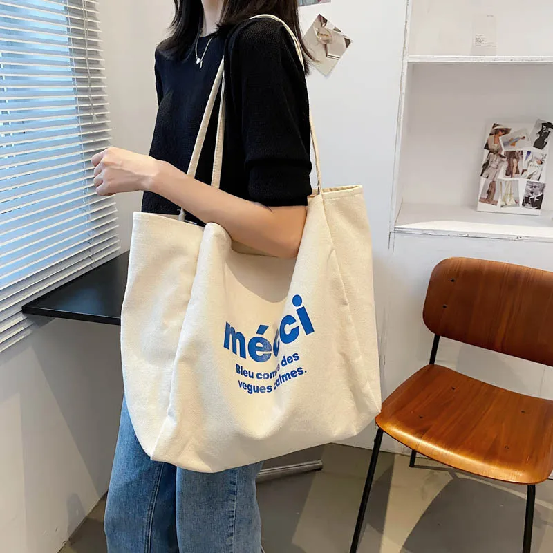 

Literature Women Canvas Handbag Underarm Shoulder Bag Large Capacity Student Bookbag Daily Shopping Bags Girl Handbags Tote Bag