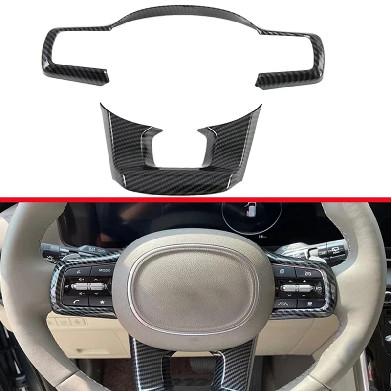 

For Kia Carnival KA4 2020 2021 2022 Carbon Fiber Steering Wheel Panel Cover Bezel Trim Insert Molding
