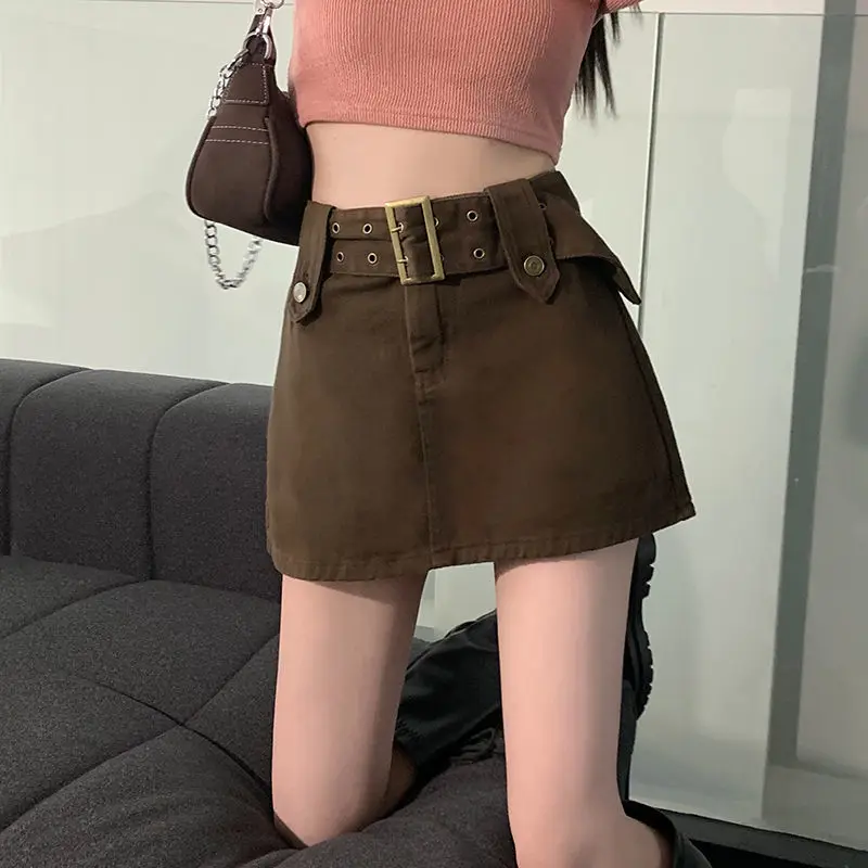

Sweet and cool hot girl denim shorts summer new Korean version of the fashion girl niche belt hip skirt skirt lolita y2k clothes