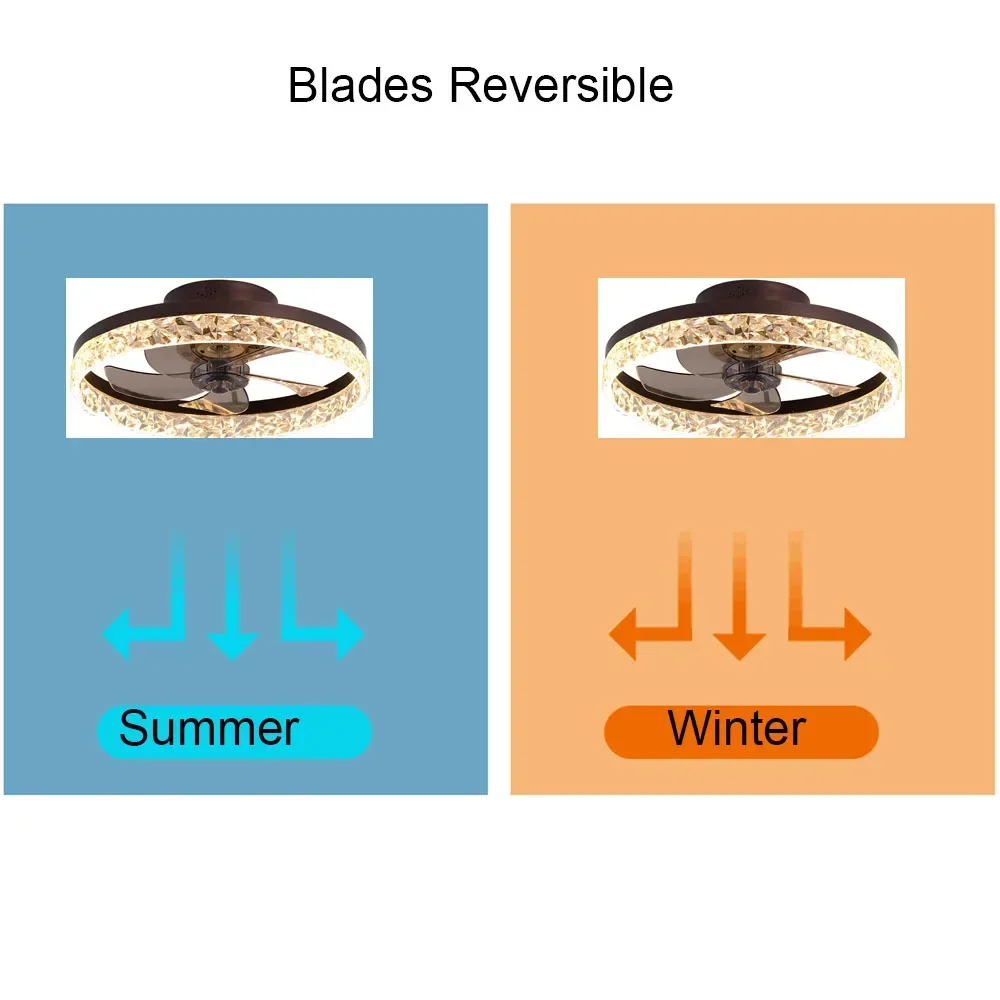 Современный хрустальный светодиодный потолочный вентилятор лампы с низким