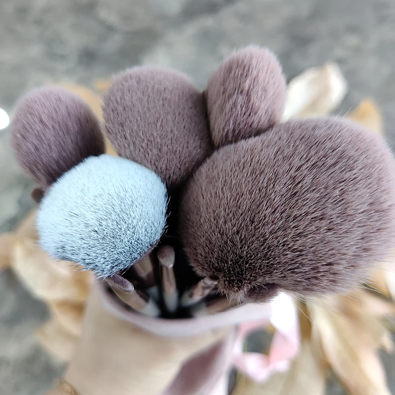 ФЛД 13-дюймовый набор мягких натуральных кистей для макияжа в сумке для косметики, основа румяна, пудра, тени для век, кабуки, кисть для смешивания красоты инструменты.