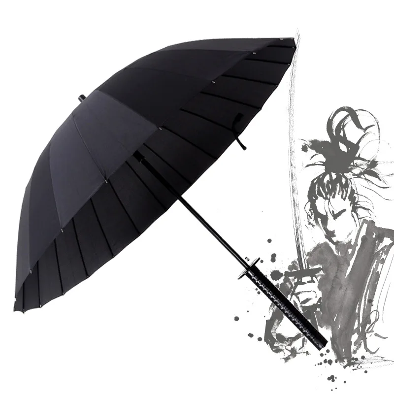 

Creative Long Handle Large Windproof Samurai Sword Umbrella Japanese Ninja-like Sun Rain Straight Umbrellas Automatic Open