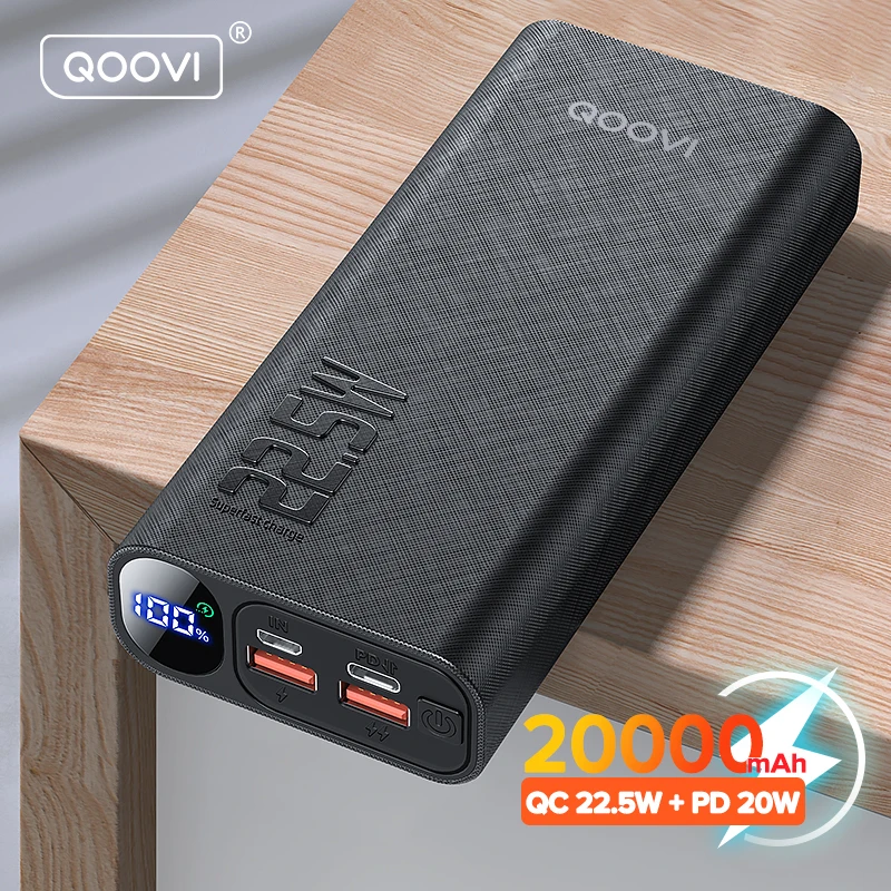 QOOVI Power Bank 20000mAh Portable PD 20W Fast Charging Poverbank Mobile Phone External Battery Powerbank For iPhone 13 Xiaomi
