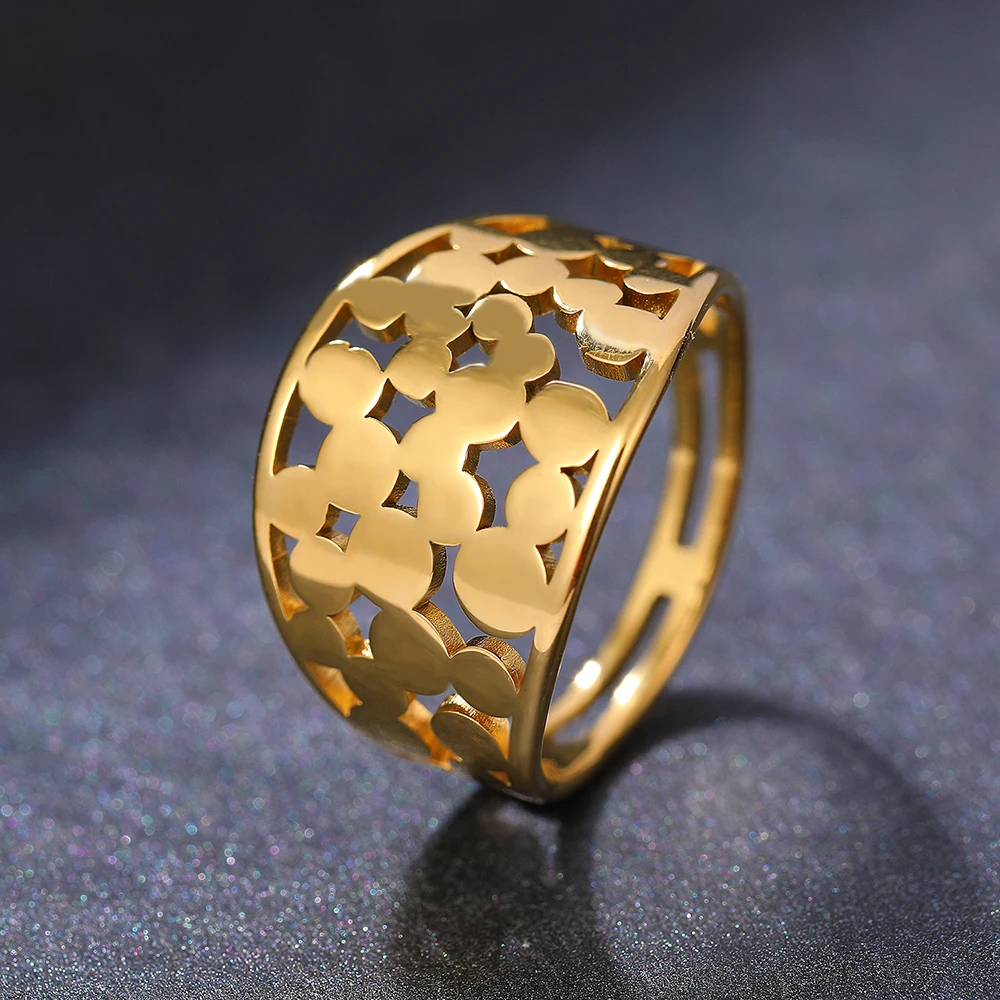 

Stainless Steel Rings Geometric Circle Stitching Design Classic Charms Fashion Ring For Women Jewelry Vintage Wedding Lady Gifts