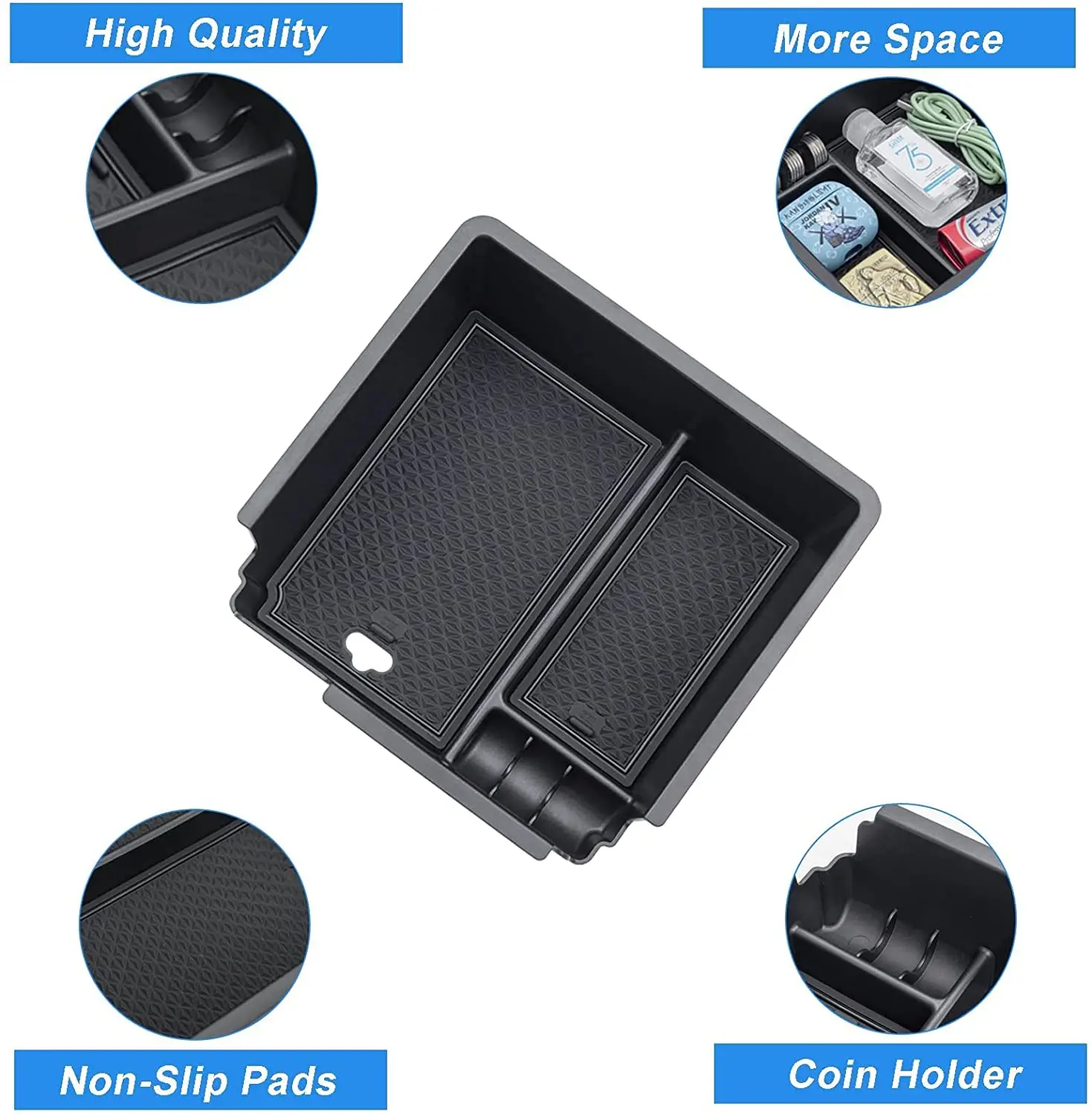 Center Console Organizer For 2012-2019 2020 2021 2022 Ford Ranger Armrest Storage Box Insert Tray Accessories images - 6