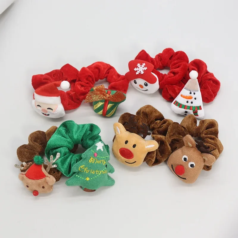 

Christmas Large Intestine Scrunchie Red Fat Ring Ins Head Rope Women's Holiday Hair Rope Leather Band Head Accessories Hair Ties