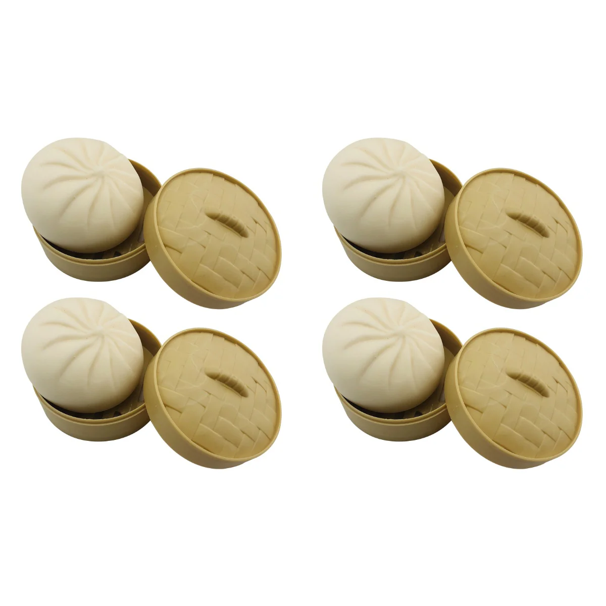 

4 Sets of Simulation Buns Vent Toys Imitation Food Plaything Pinching (White)
