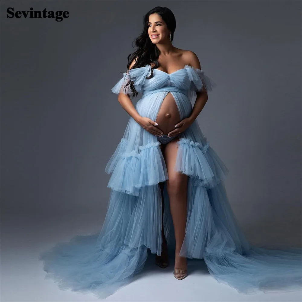 Платье для беременных Sevintage голубое платье выпускного вечера с открытыми плечами