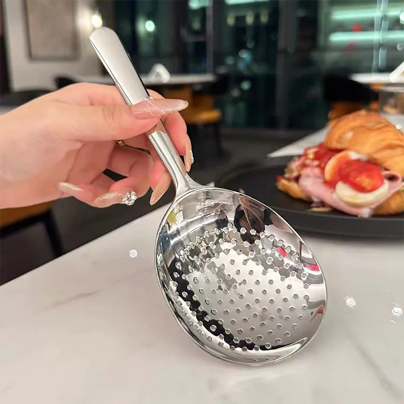 

1 Шт. Ложка Для Сервировки Из Нержавеющей Стали С Отверстием Для Слива, С Термоизолированной Ручкой, Для Супа, Риса