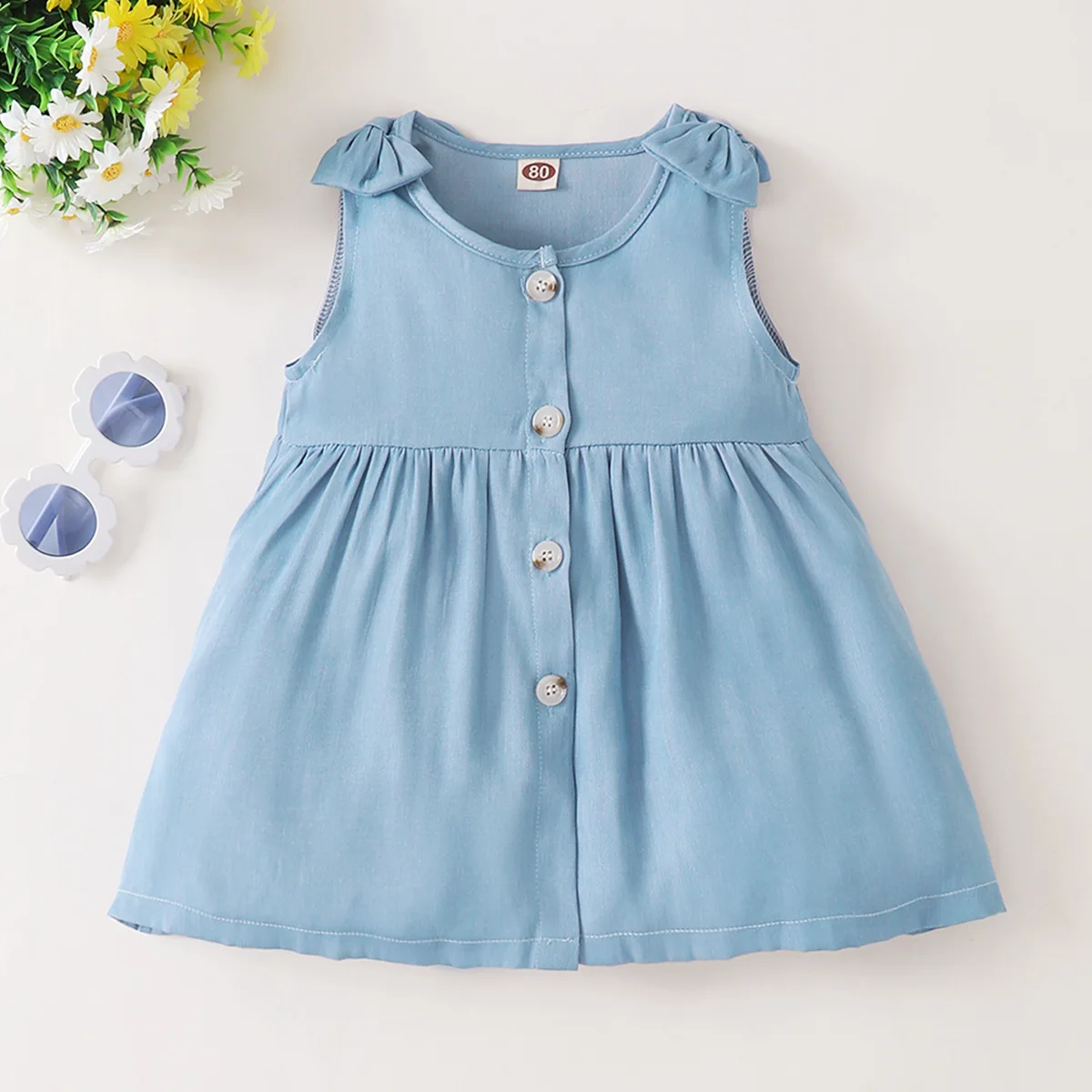 

Baby Dress For Girls Toddler Casual Clothing Children Light Blue Denim Sleeveless Princess Dresses Infant Summer Vest Outfits