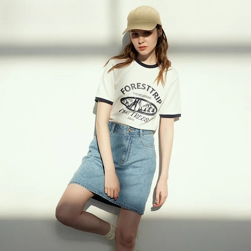 Летняя модная повседневная футболка Mind Bridge женская универсальная с круглым