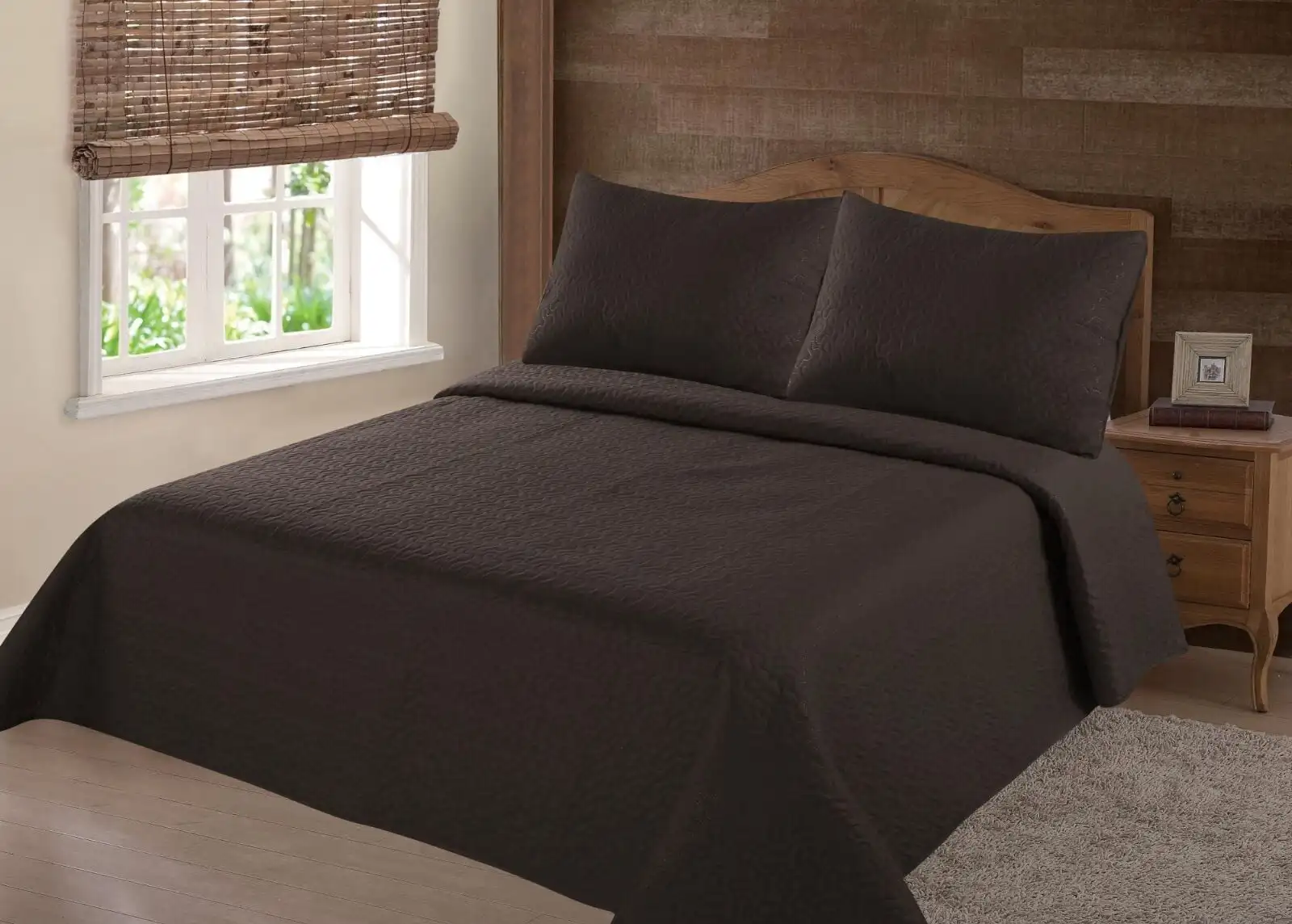 

PERSIAN EYGYPTION COLLECTION KING NENA BROWN COFFEE SOLID CLOSOUT QUILT BEDDING BEDSPREAD COVERLET PILLOW CASES SET
