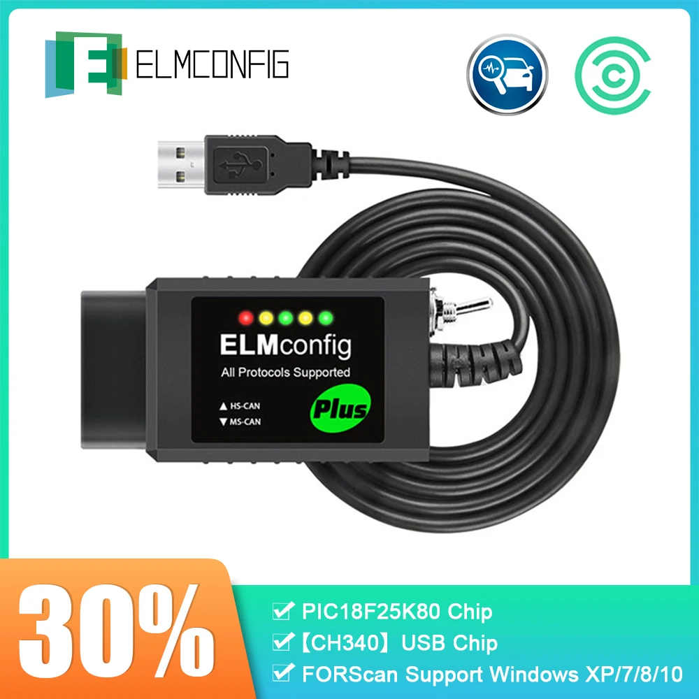 USB-сканер FORScan для автомобильного кодирования, ELM327 V1.5