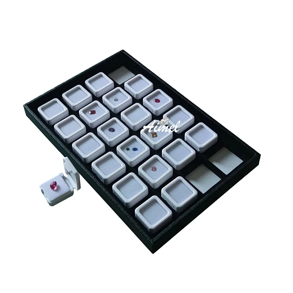 

Glass Cover Diamond Storage Box Portable Gems Stone Jewelry Display Organizer Tray Gemstone Package Exhibition Showcase Yoga Box