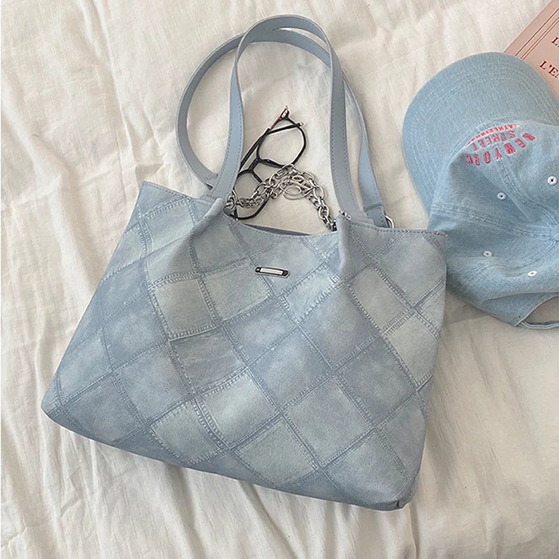 

Vintage denim cross-body bag literary canvas tote bag, women's commuter bag shopping leisure, leisure travel student bag