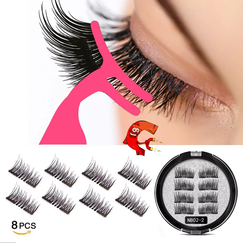 

NEW IN New 8Pcs Magnet Mink Lashes 100% Magnetic Eyelashes Natural Hair False Eye lashes 3D Fake Lash Fluffy Faux Cils magnetiqu