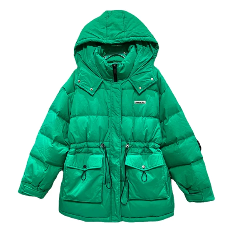 Winter New Hooded Women's Medium length Down jacket 2022 Out of season South Korea's loose waisted thin coat trend h438