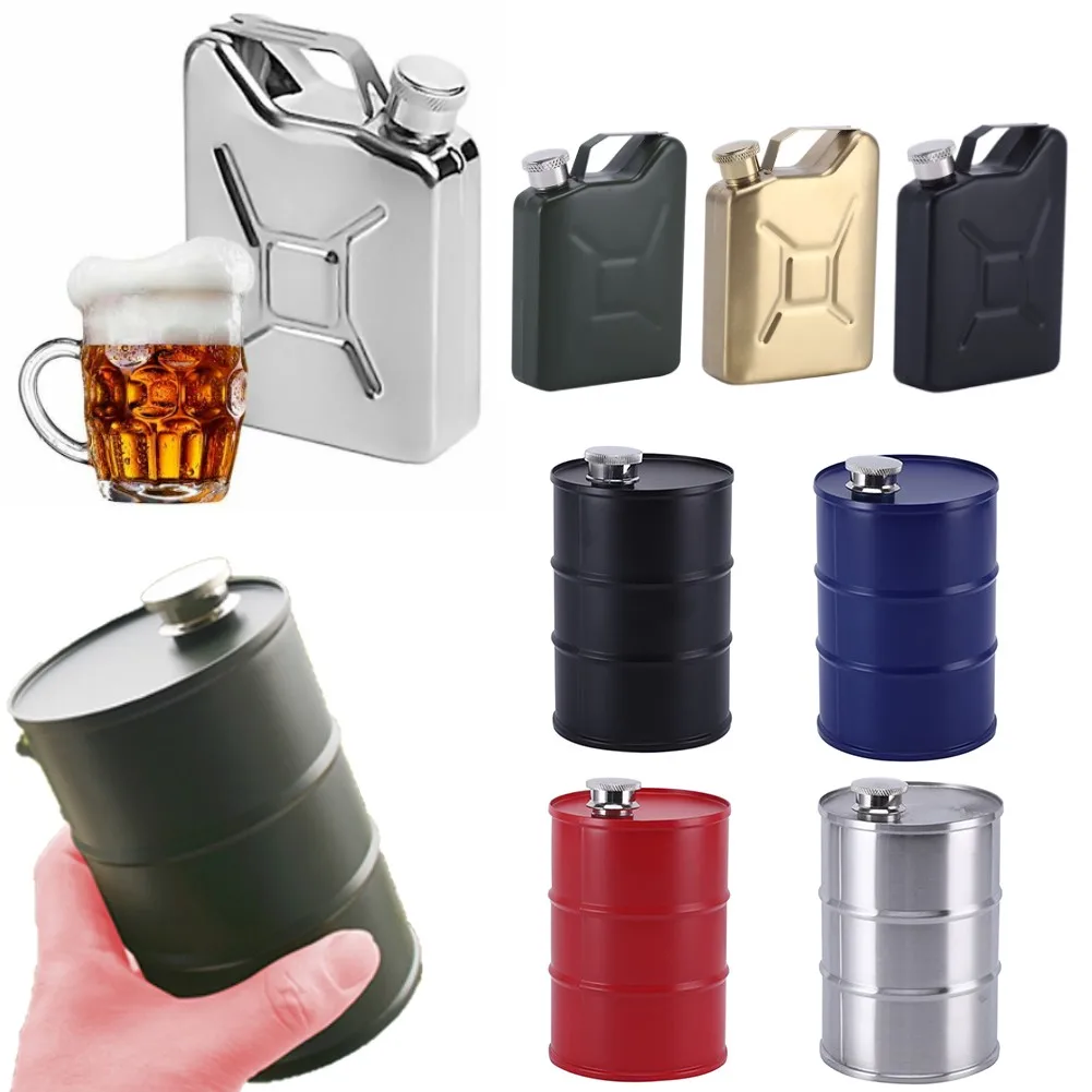 

750ml Barrel Wine Pot Stainless Steel Mini Alcohol Vodka Bottle Whisky Flagon Portable Stainless Steel Hip Flask Oil Drums New