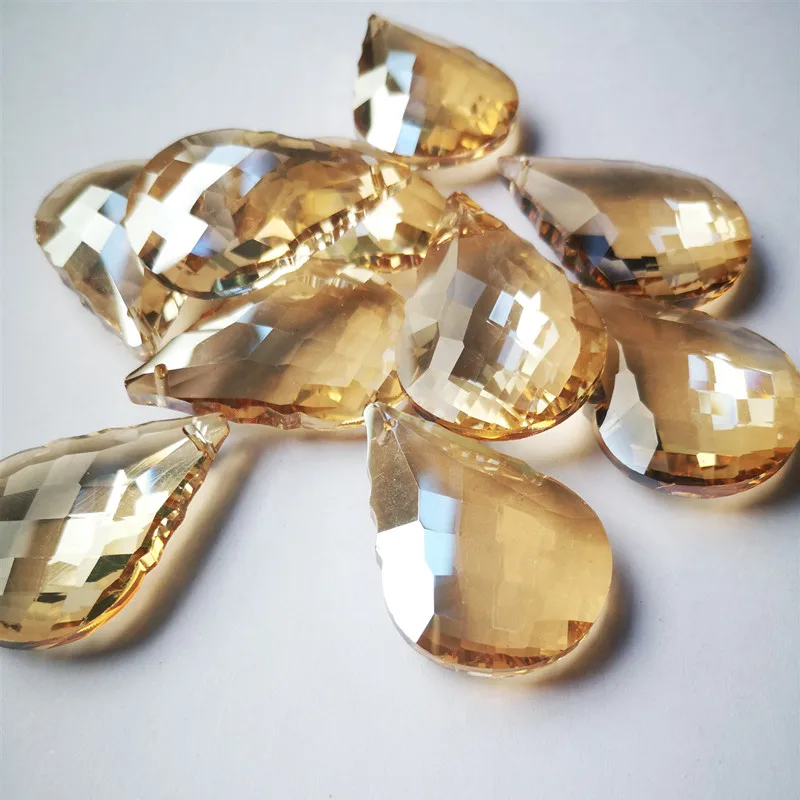 10 шт. стеклянные подвески с кристаллами шампанского 50 мм