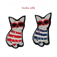 fashion india silk manual embroidery dogs brooch hand made pin diy jewelry cloth bag hat decoration birthday gift wholesale