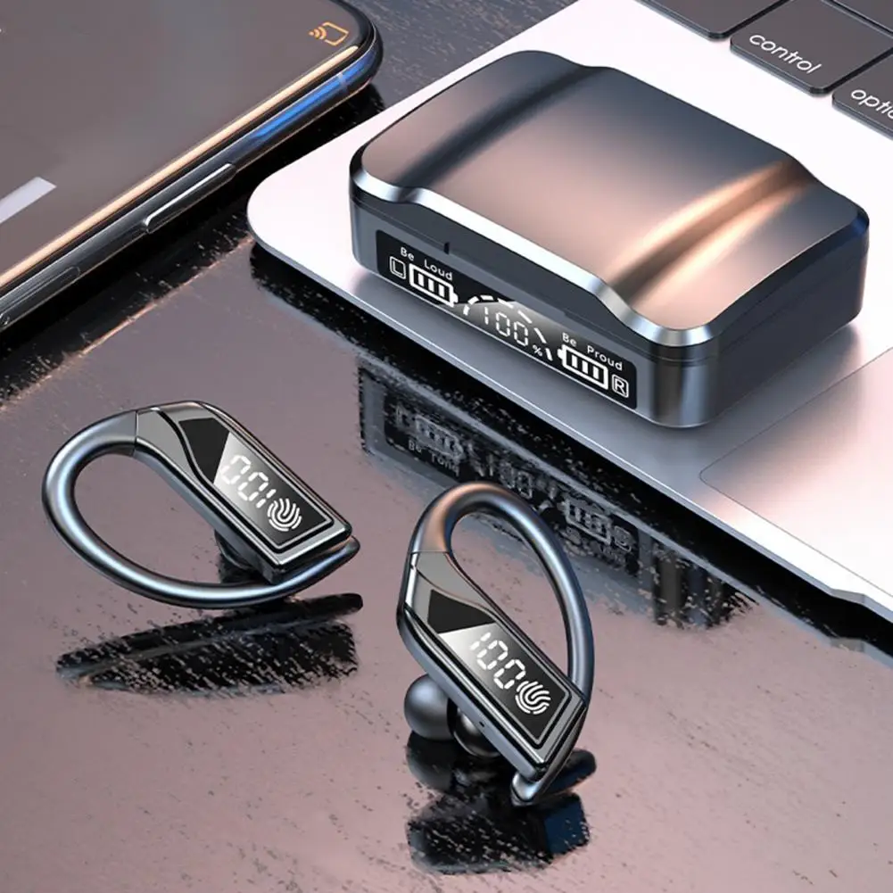 Беспроводные наушники Q8 с ушным крючком светодиодный цифровой дисплей IPX6