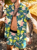 colorful men sets lapel shirt casual printed shorts beach streetwear for men short sleeve shirt shorts beach