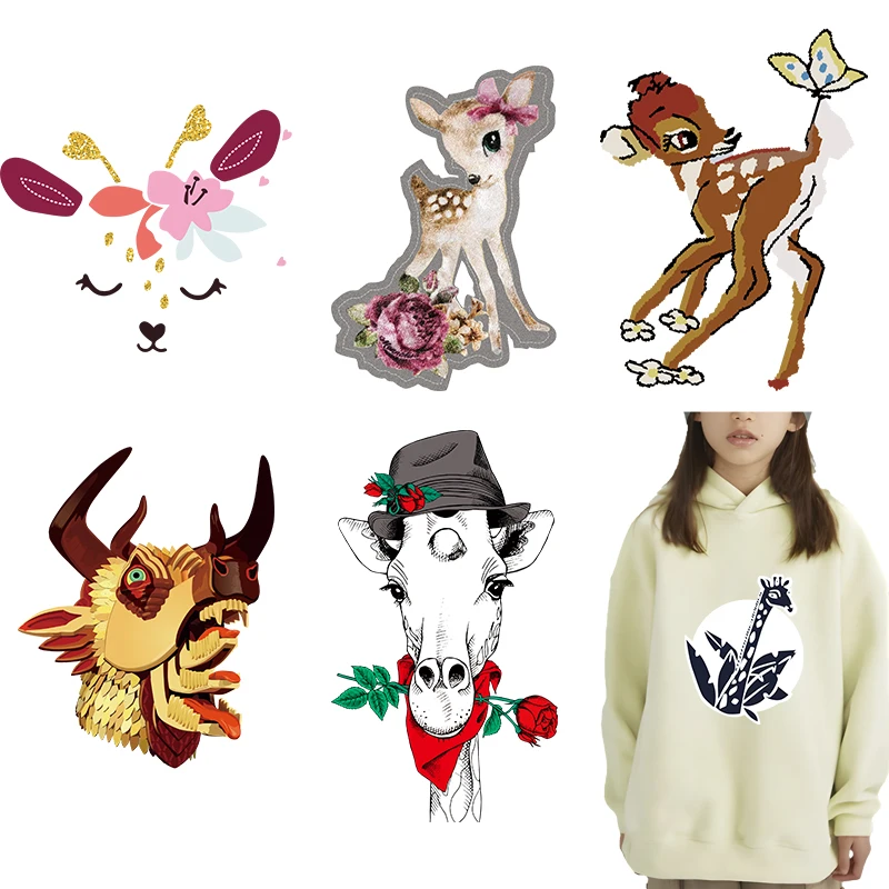 Популярный дизайн переводная термопечать с изображением маленького оленя для