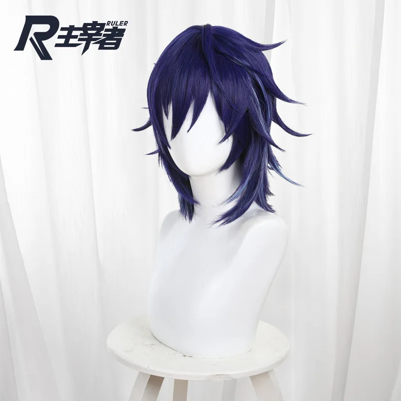 Парик для косплея Game Genshin Impact Ororon термостойкий синтетический с короткими синими