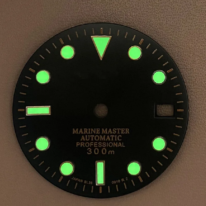 Watch accessories rose nail sunburst dial 29mm C3 green luminous SKX007 turtle mechanical watch NH35/36 movement Date NH35 case