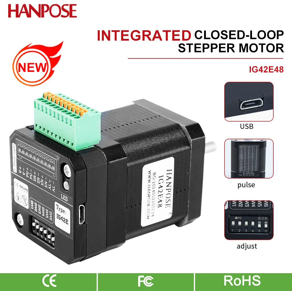 

2.0A 0.5N.M IG42E48 NEMA17 Встроенный шаговый привод с замкнутым контуром Промышленная автоматизация, медицинская техника, технологика робототехники
