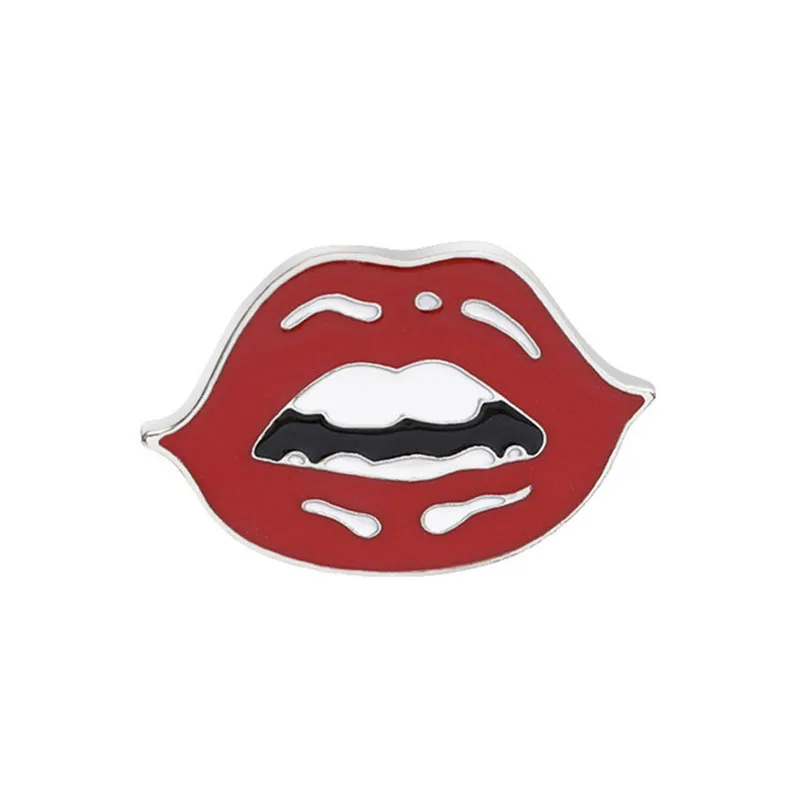 Брошь в форме красных губ Женский значок из эмали и сплава Украшение для сумок и одежды Подарок в виде броши для женщин.
