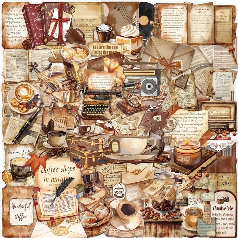 10/50 шт. винтажные украшения для кофе наклейки скрапбукинга эстетические