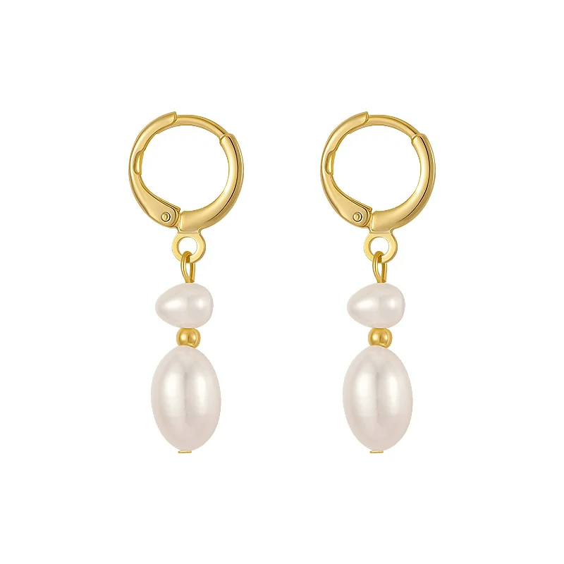 Korean Trend Design Luxury Natural Freshwater Pearl Pendant Earrings For Feminine Fashion Unusual Jewelry Gift For Girls images - 6