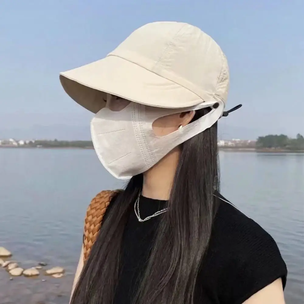 

Summer Foldable Adjustable Portable Hang Masks Beach Cap Sun Hat Fisherman Cap Bucket Hat