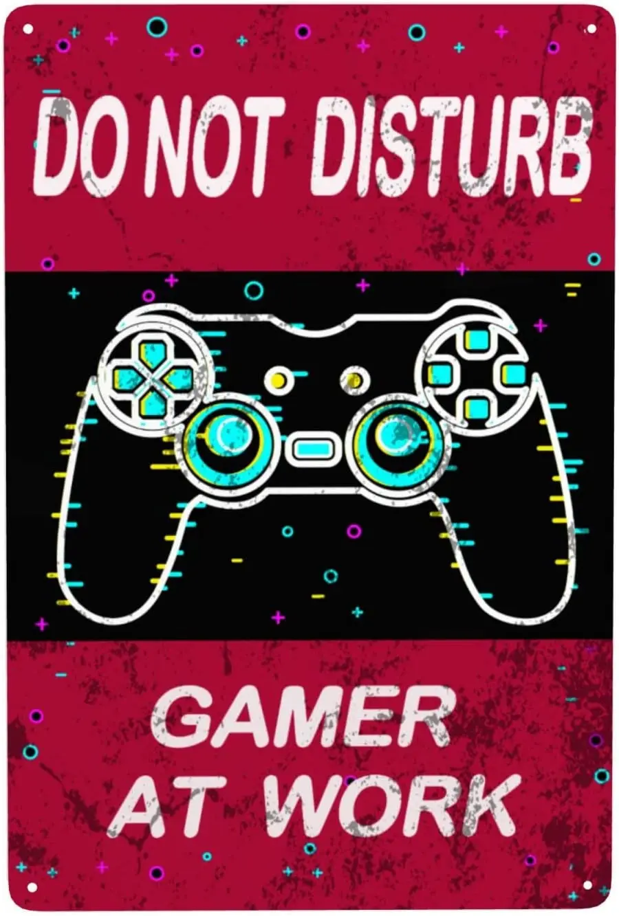

Retro Game Room Decor Do Not Disturb Gamer at Work Tin Sign Metal Poster Wall Plaque Decoration Bar Cafe Home Garage Cave Decor