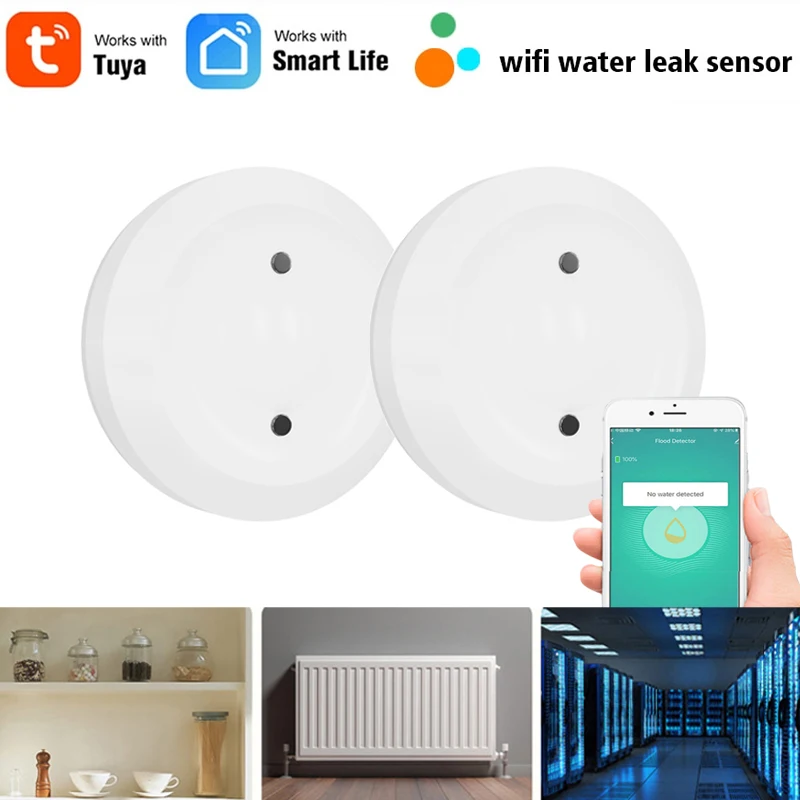 

Датчик утечки воды Tuya Zigbee, дистанционное управление через приложение, датчик погружения в воду, сцена, связь, длительный срок службы батареи, умный дом Tuya