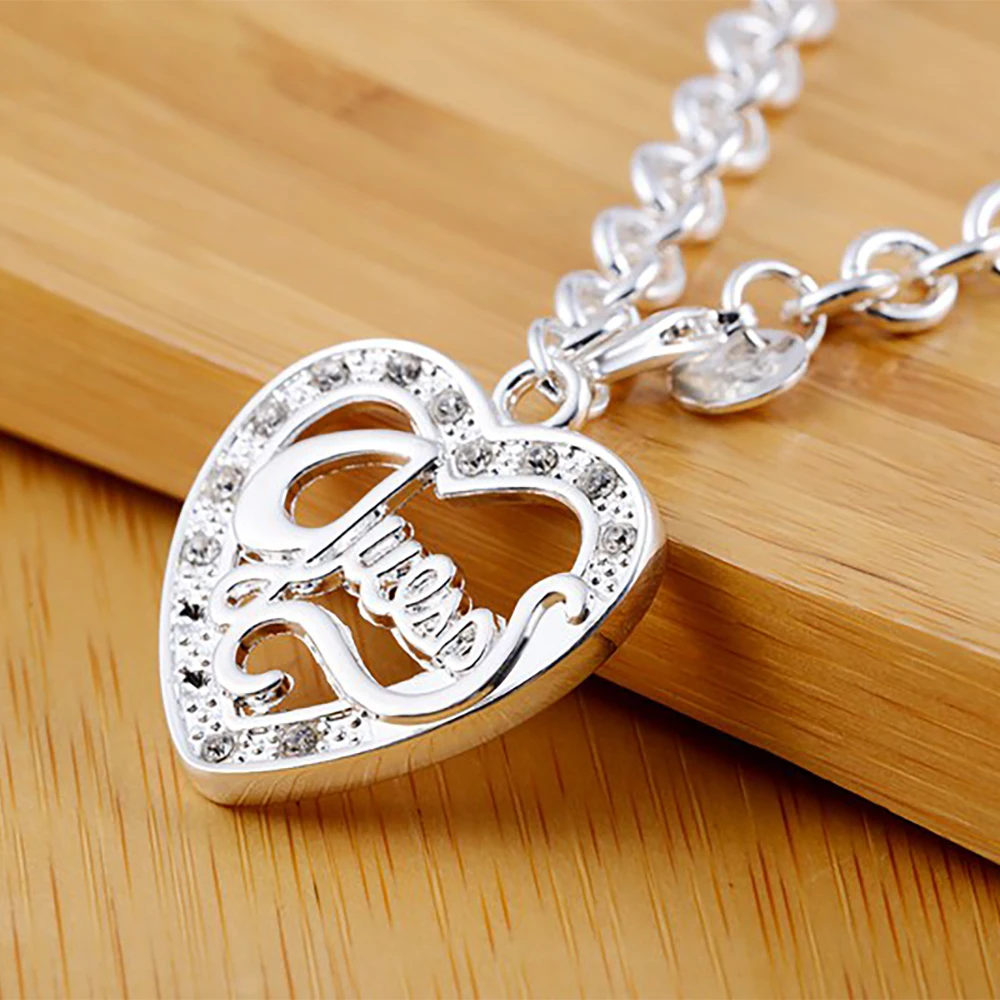 

Fashion Love Heart Pendant Bracelets Zircon 925 Silver Chain Jewelry 2022 Women Luxury Exquisite Bracelet Wedding Gift Hot Sale
