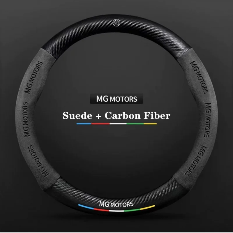 

Car Suede Carbon Fiber Non-Slip Steering Wheel Cover For MG ZR ZS HS GS GT EZS MG3 MG5 MG6 MG7 Hector Gundam 350 Parts TF ONE