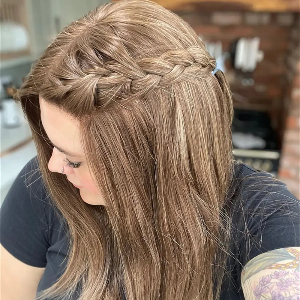 Ombre Блондинка Коричневый Прямой Парик Синтетический Фронта Шнурка Термостойкое