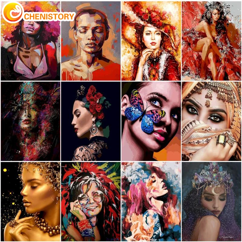 

CHENISTORY 60x75cm Painting By Numbers For Adults Woman Figure Paint By Number HandPainted DIY Gift Unique Home Decor Crafts