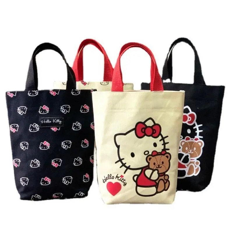 

Sanrios Kawaii аниме Hellokitty милый мультяшный принт простой портативный холст для хранения большая емкость сумка бэнто подарок игрушки