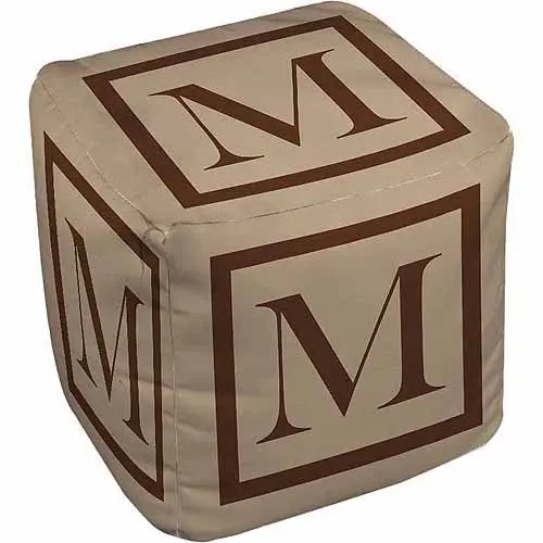 

Классический блочный монограммный пуф, карамельный