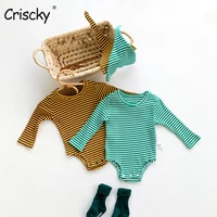 criscky newborn kid baby boys girls clothes autumn stripped print romper cute cotton jumpsuit long sleeve autumn baby outfit