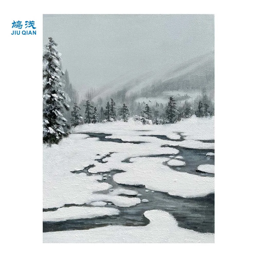 

JIUQIAN Oil painting at the end of the corridor of the living room decorative painting oil painting portrait fresco snow scene